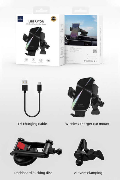 Wiwu CH-307 Liberator Wireless Charging Mount Araç Telefon Tutucu Siyah