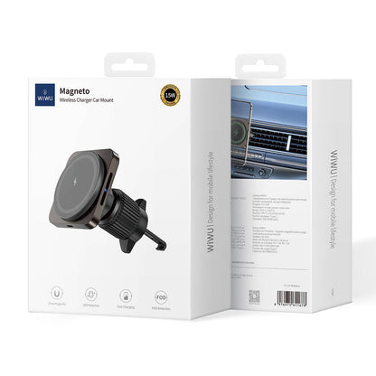 Wiwu CH-318 Magneto Serisi M-safe Şarj Özellikli Havalandırma Tasarım Araç Telefon Tutucu Siyah