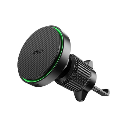 Wiwu CH-325 M-safe Şarj Özellikli Aramid Fiber Qi2 Teknolojili Havalandırma Tasarım Araç Telefon Tutucu 15W Siyah