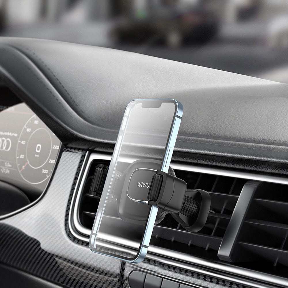 Wiwu CH009 Otomatik Mekanizmalı Havalandırma Tasarım Araç Telefon Tutucu Siyah