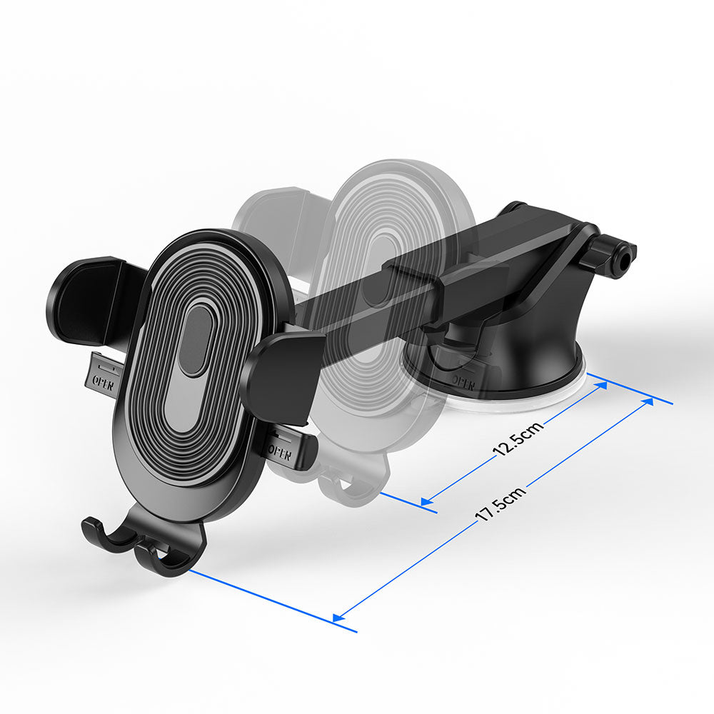 Wiwu CH012 Otomatik Mekanizmalı Vantuzlu Tasarım Araç Telefon Tutucu Siyah