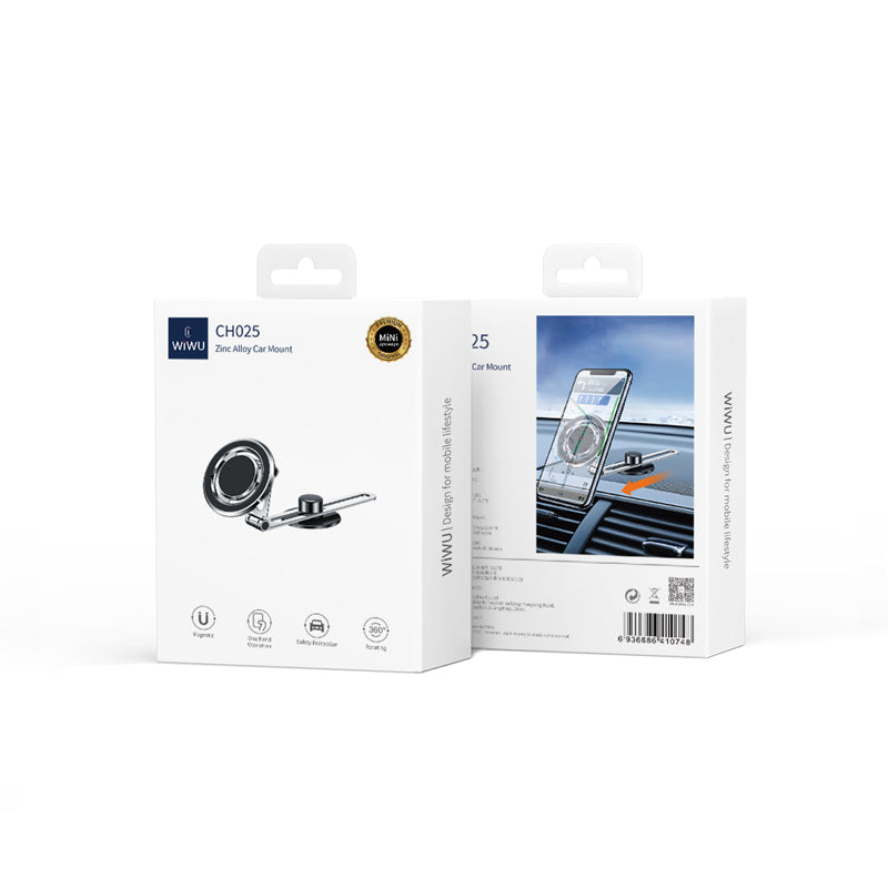 Wiwu CH025 360 Derece Dönebilen Magnetik Düz Zemin Versiyon Araç Telefon Tutucu Gümüş