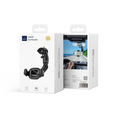 Wiwu CH039 Araç İçi Dikiz Aynası 360 Derece Dönebilen Oynar Başlıklı Telefon Tutucu Siyah