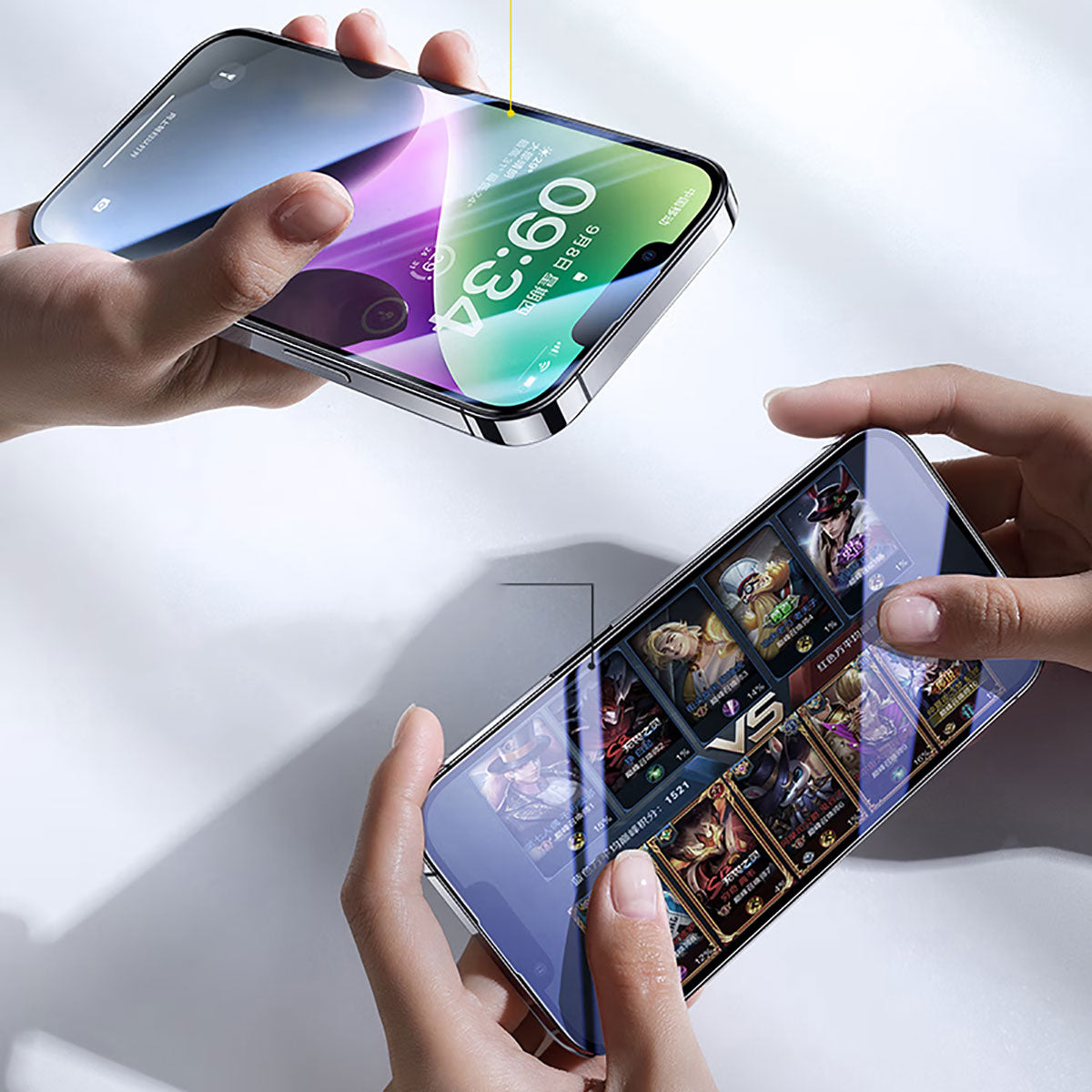 Apple iPhone 14 Pro Max Wiwu CZ-003 Mavi Işık Teknolojili Hidrofobik ve Oleofobik Parlama Önleyici Cam Ekran Koruyucu Siyah