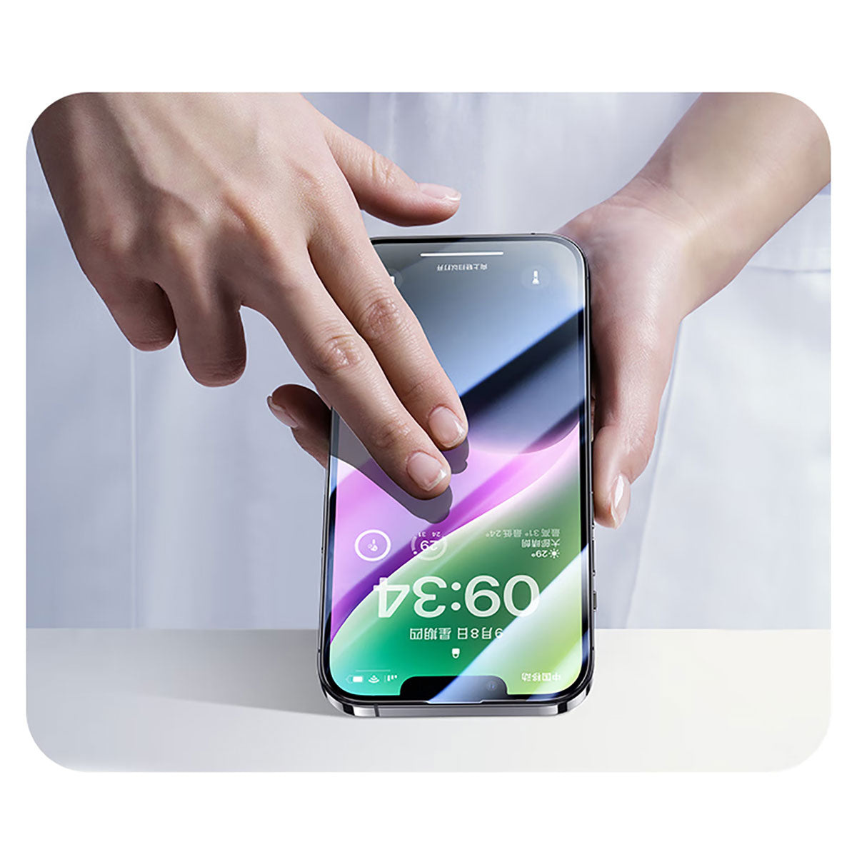 Apple iPhone 14 Pro Max Wiwu CZ-003 Mavi Işık Teknolojili Hidrofobik ve Oleofobik Parlama Önleyici Cam Ekran Koruyucu Siyah