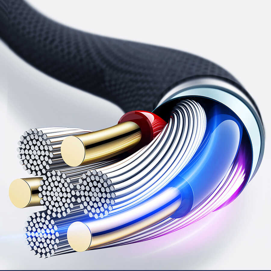 Wiwu ED-106 2 in 1 USB A- Type-C to Type-C Elite Data Kablo Siyah