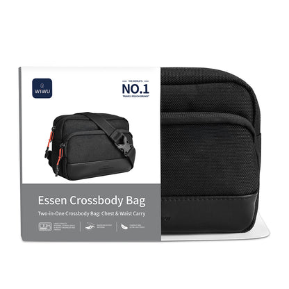 Wiwu Essen Serisi Suya Dayanıklı 1200D Polyester Kumaş Çapraz Vücut Çantası Siyah