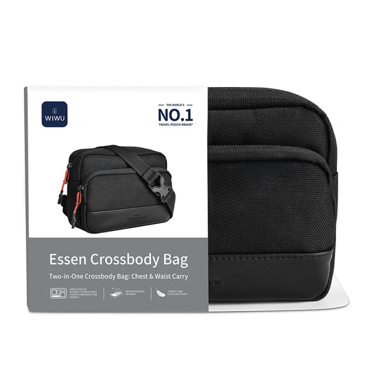 Wiwu Essen Serisi Suya Dayanıklı 1200D Polyester Kumaş Çapraz Vücut Çantası Siyah
