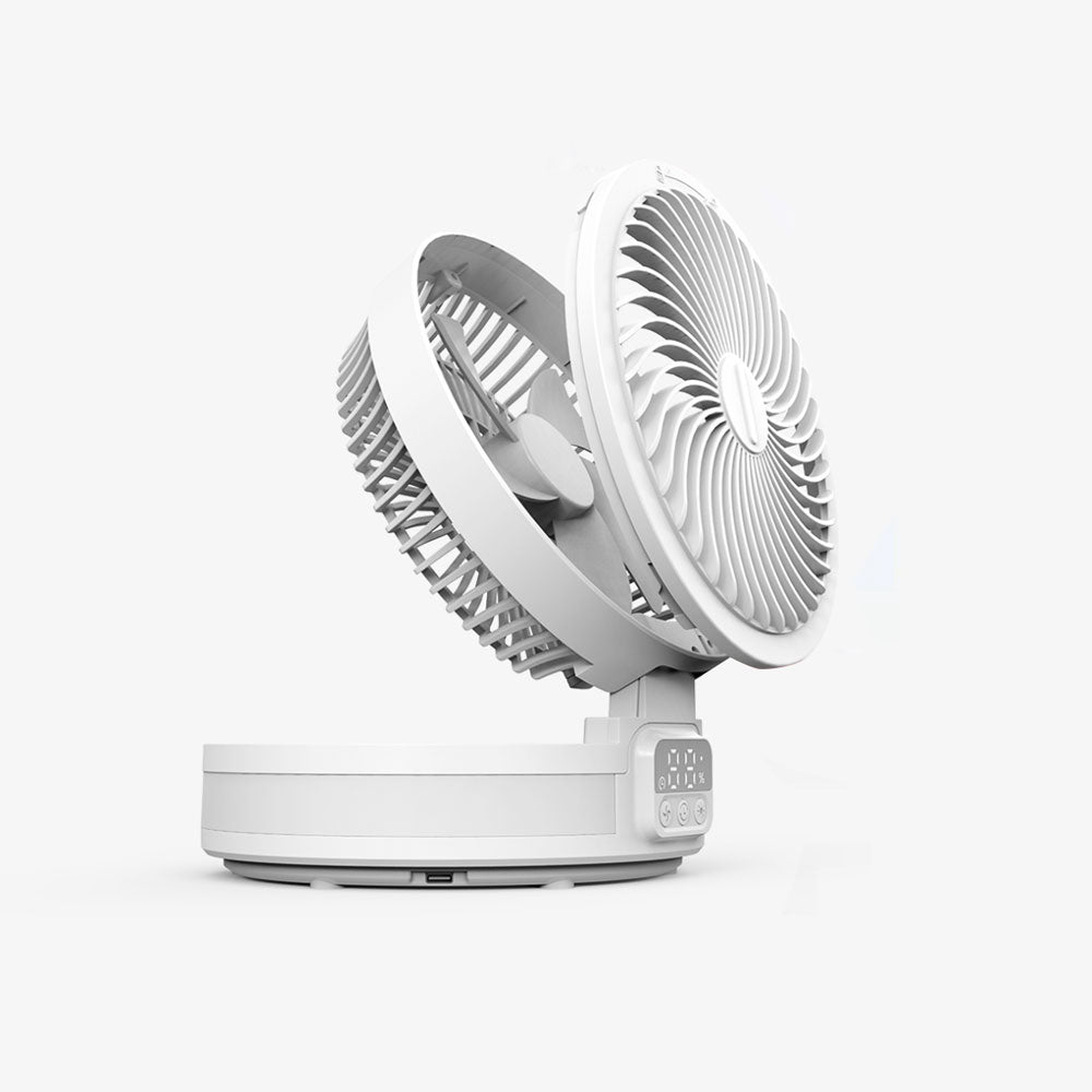 Wiwu FS05 Katlanabilir Şarjlı Dijital LED Ekranlı Gece Lambalı Masaüstü Fan Beyaz