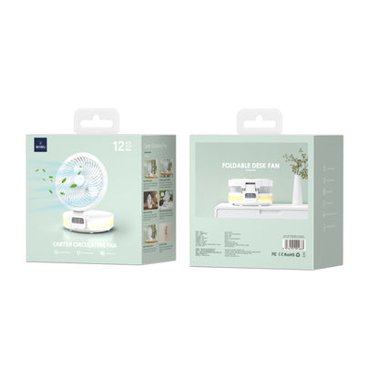 Wiwu FS05 Katlanabilir Şarjlı Dijital LED Ekranlı Gece Lambalı Masaüstü Fan Beyaz