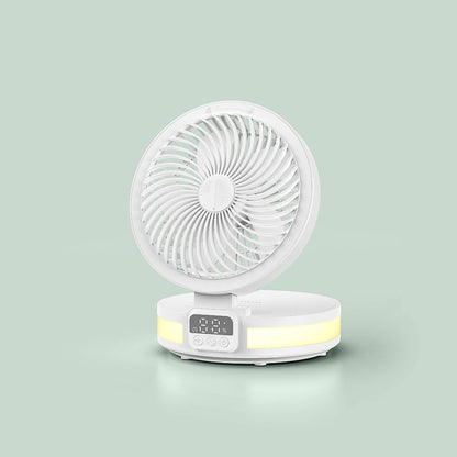 Wiwu FS05 Katlanabilir Şarjlı Dijital LED Ekranlı Gece Lambalı Masaüstü Fan Beyaz