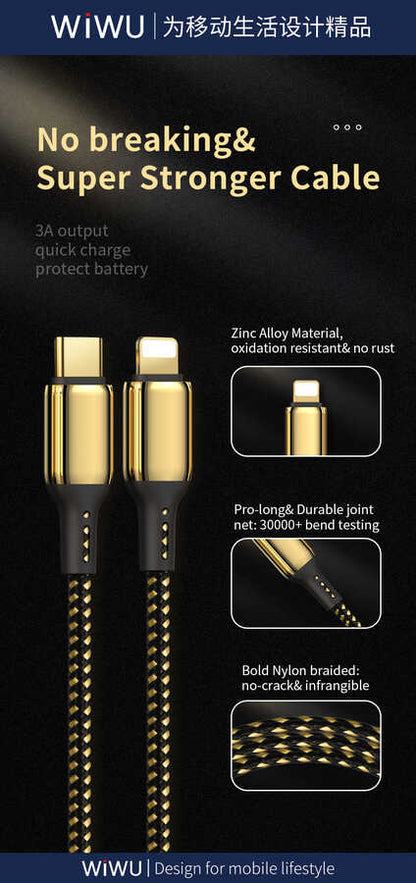 Wiwu Golden Series GD-105 Type-C To PD Data Kablo 5M Gold