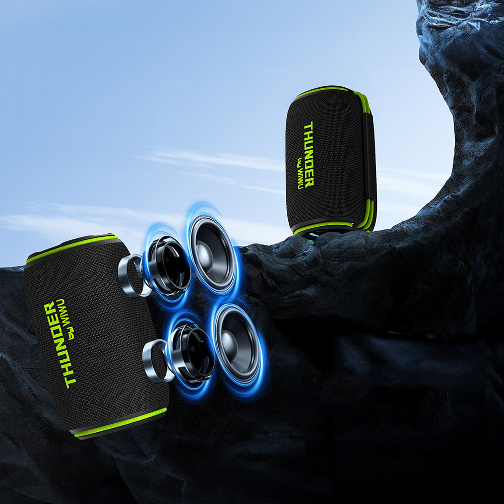 Wiwu H5 Su Geçirmez RGB Işıklı TWS Bluetooth Hoparlör v5.3 15W Siyah