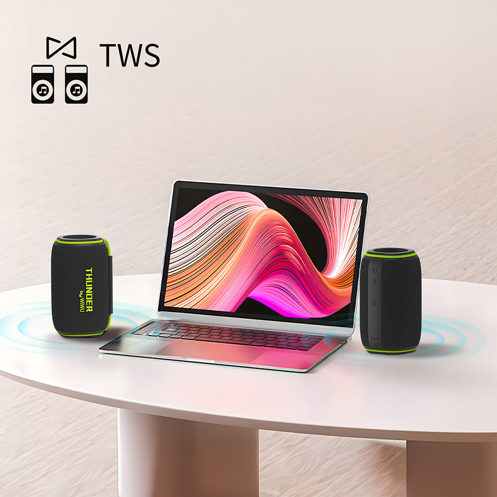 Wiwu H5 Su Geçirmez RGB Işıklı TWS Bluetooth Hoparlör v5.3 15W Siyah