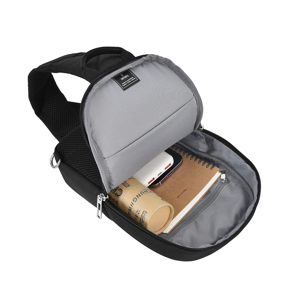 Wiwu Hali Serisi Crossbody 1680D Su Geçirmez Naylon Kumaş Omuz Askılı Çapraz Vücut Çantası Siyah