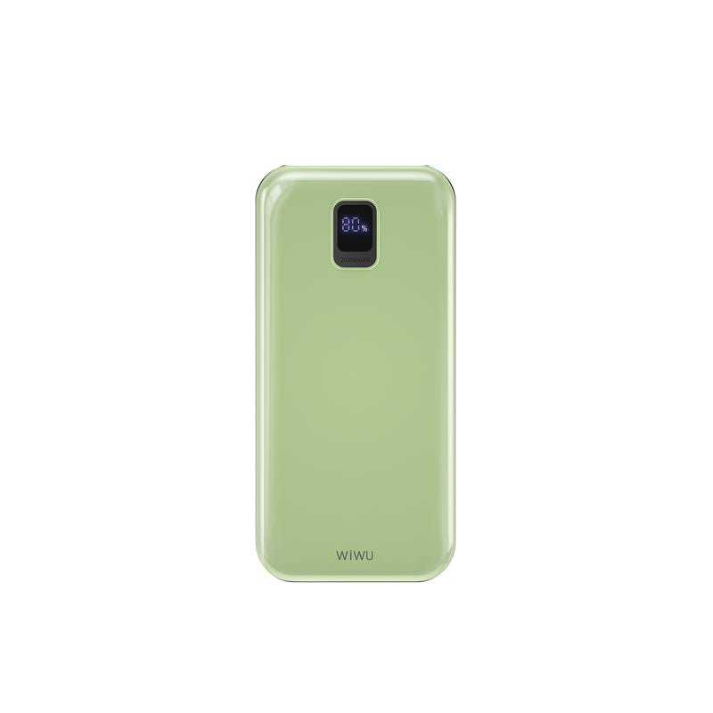 Wiwu JC-16 LED Ekranlı Li-Polimer Aşırı Akım Korumalı Taşınabilir Powerbank PD 20W 10000mAh Yeşil
