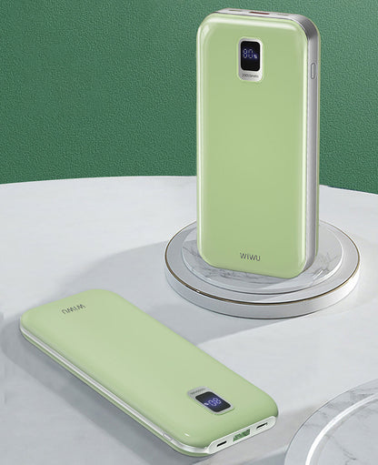 Wiwu JC-16 LED Ekranlı Li-Polimer Aşırı Akım Korumalı Taşınabilir Powerbank PD 20W 10000mAh Yeşil