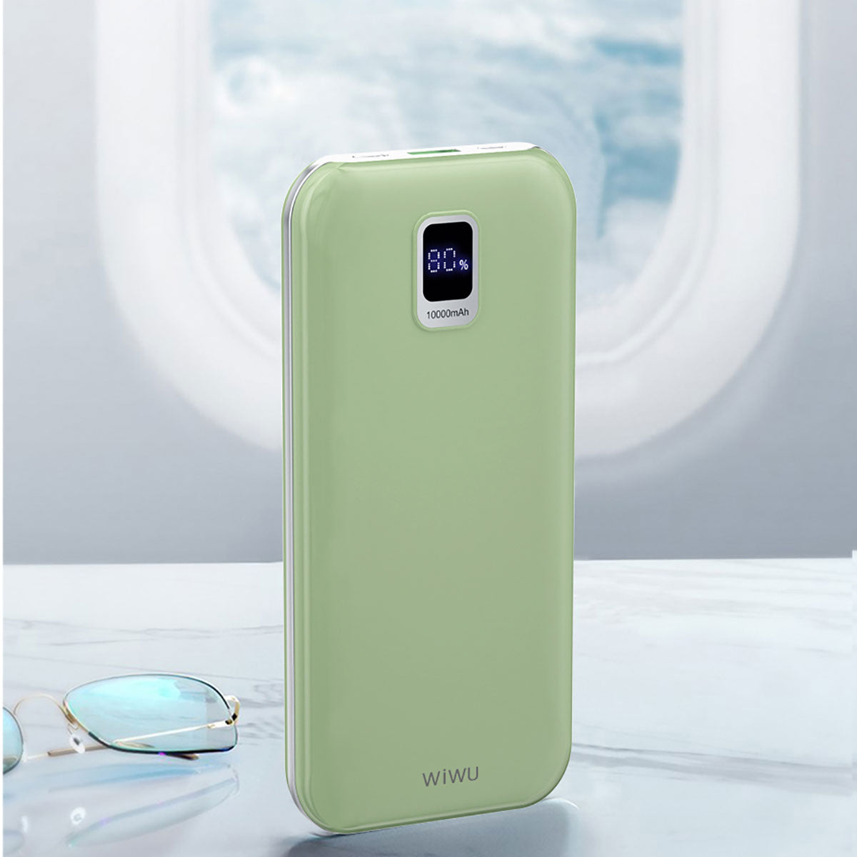 Wiwu JC-16 LED Ekranlı Li-Polimer Aşırı Akım Korumalı Taşınabilir Powerbank PD 20W 10000mAh Yeşil