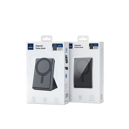 Wiwu JC-20 Hızlı Şarj Özellikli Standlı M-safe Wireless Transparan Powerbank 15W 10000mAh Siyah