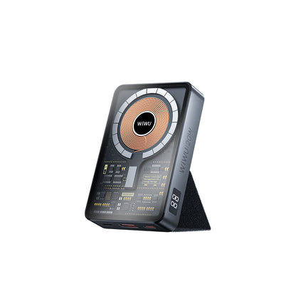 Wiwu JC-21 Hızlı Şarj Özellikli Şarj Göstergeli Standlı M-safe Wireless Powerbank 22.5W 10000mAh Siyah