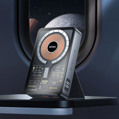 Wiwu JC-21 Hızlı Şarj Özellikli Şarj Göstergeli Standlı M-safe Wireless Powerbank 22.5W 10000mAh Siyah