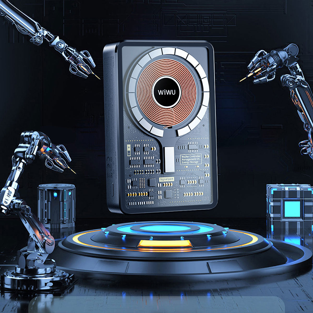 Wiwu JC-21 Hızlı Şarj Özellikli Şarj Göstergeli Standlı M-safe Wireless Powerbank 22.5W 10000mAh Siyah