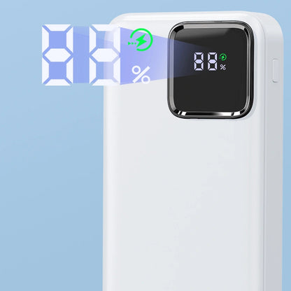 Wiwu JC-22 Dijital LED Ekran Şarj Göstergeli Type-C ve Lightning Kablolu Powerbank 22.5W 20000mAh Beyaz