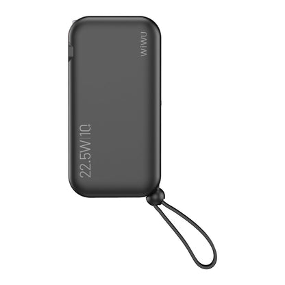Wiwu JC-23 Micro Type-C ve Lightning Kablolu Şarj Göstergeli PD Powerbank 22.5W 10000mAh Siyah