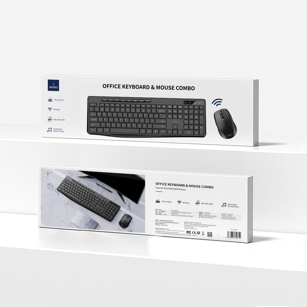 Wiwu KM-01 Kablosuz Ofis Klavye ve Mouse Combo Set Siyah