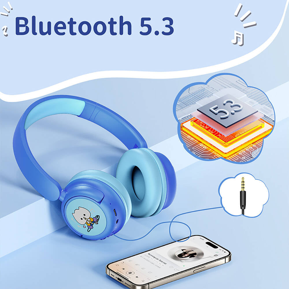 Wiwu KTD-02 Ayarlanabilir Kulak Üstü Kablolu ve Bluetooth 5.3 Çocuk Kulaklığı Yeşil