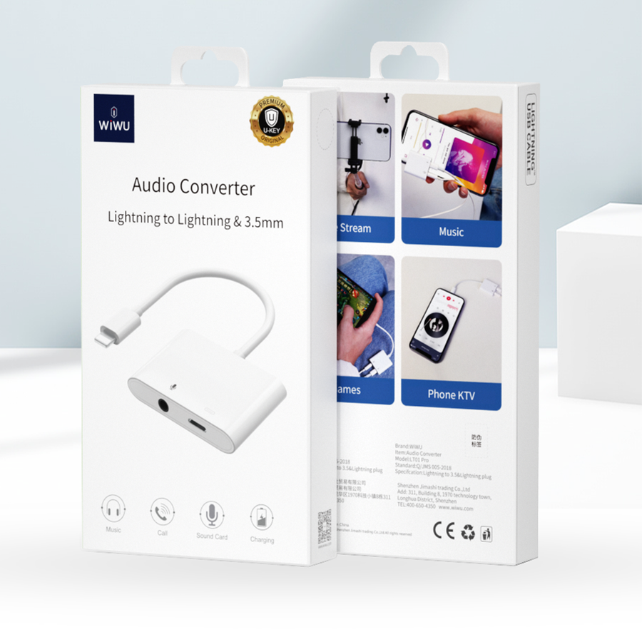 Wiwu LT01 Pro Lightning Ses Adaptörü Beyaz