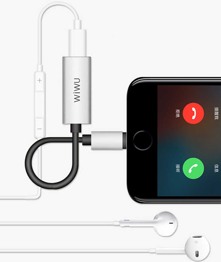 Wiwu LT02 Plus Lightning Ses Adaptörü Gri