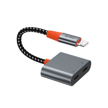 Wiwu LT09 Lightning Şarj Ve Lightning Kulaklık Dönüştürücü Adaptör Gri