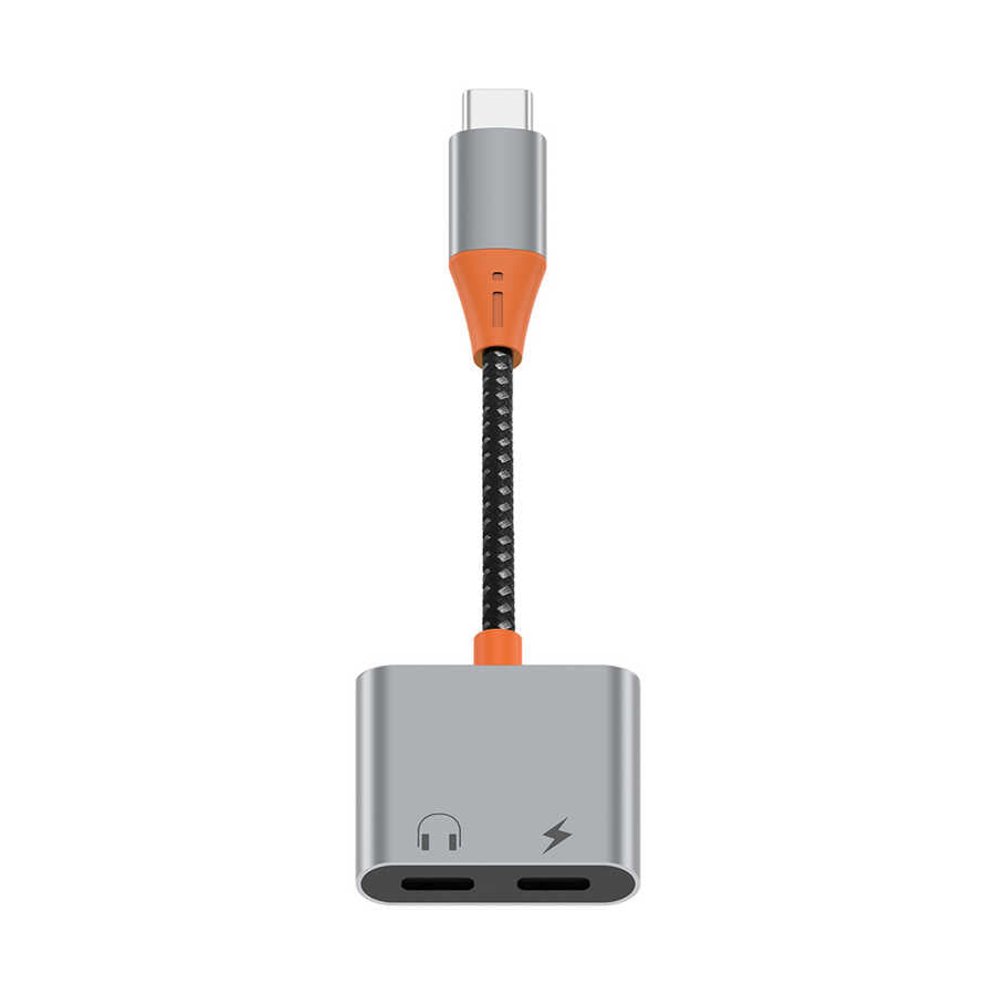 Wiwu LT11 Type-C Şarj Ve Type-C Kulaklık Dönüştürücü Adaptör Gri