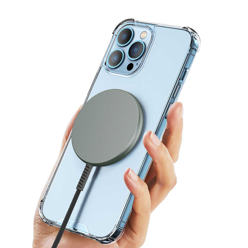 Wiwu M14 Intelligent Wireless Magnetik Şarj Ultra İnce Şeffaf 15W Android iOS Destekli Siyah