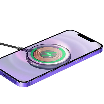 Wiwu M14 Intelligent Wireless Magnetik Şarj Ultra İnce Şeffaf 15W Android iOS Destekli Siyah