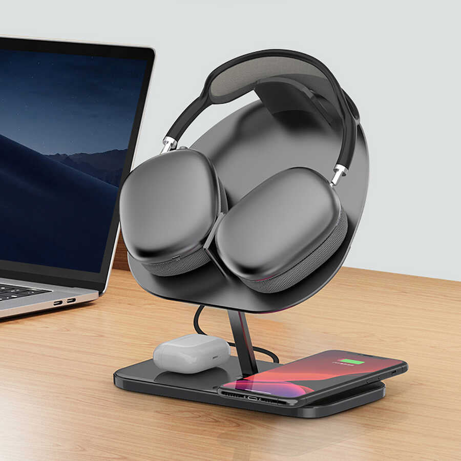 Wiwu M15 Mıknatıslı Kablosuz Şarj Standı 15+15W Max. Gri