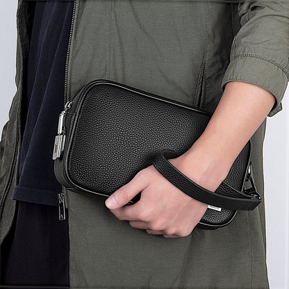 Wiwu Master Hakiki Deri Serisi Parmak İzi Kilitli Çok Fonksiyonlu Taşınabilir Mobil Aksesuar Çantası Siyah