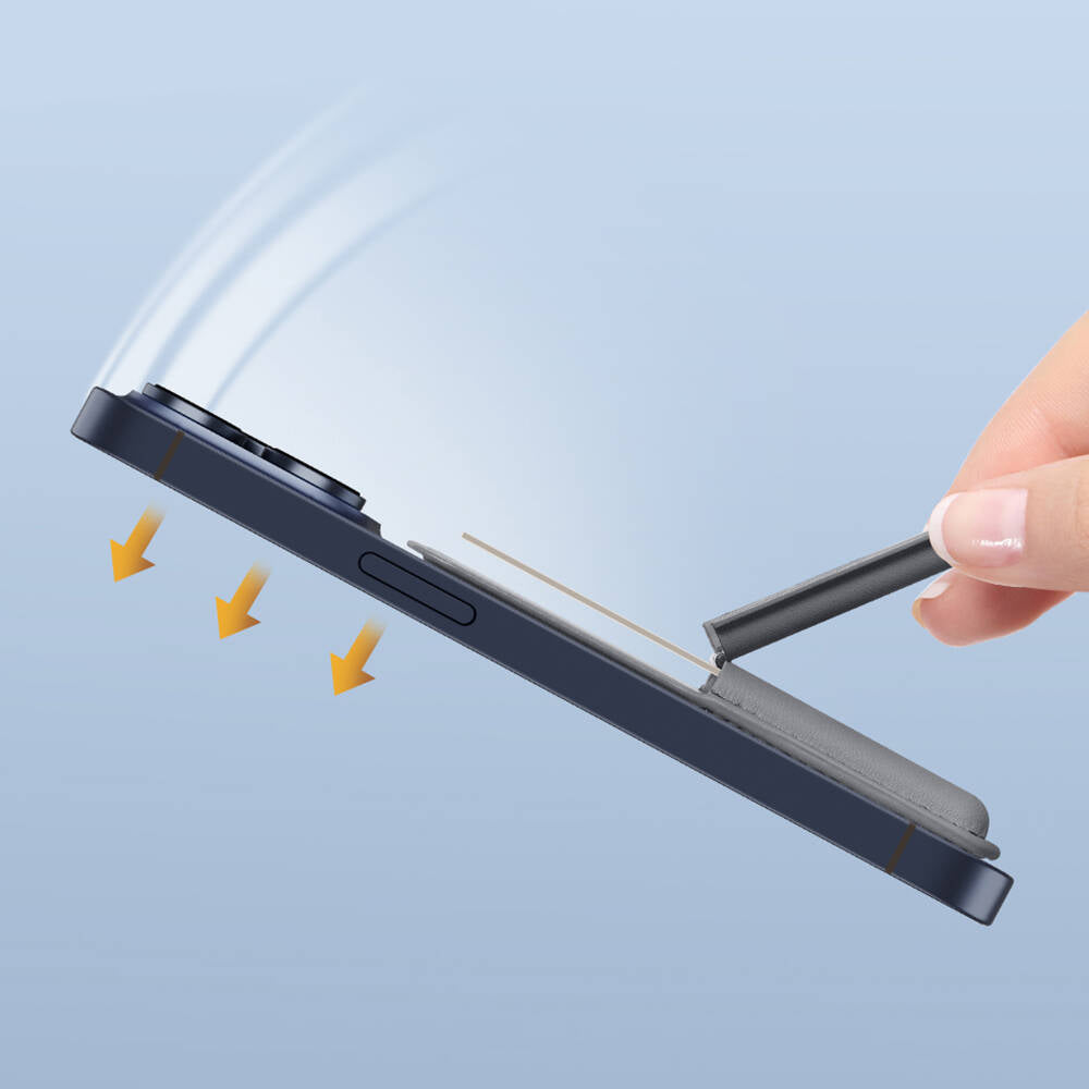 Wiwu MW-001 Pop-Up Sade Tasarımlı 3 Hazneli PU Magnetik Standlı Kartlık Siyah