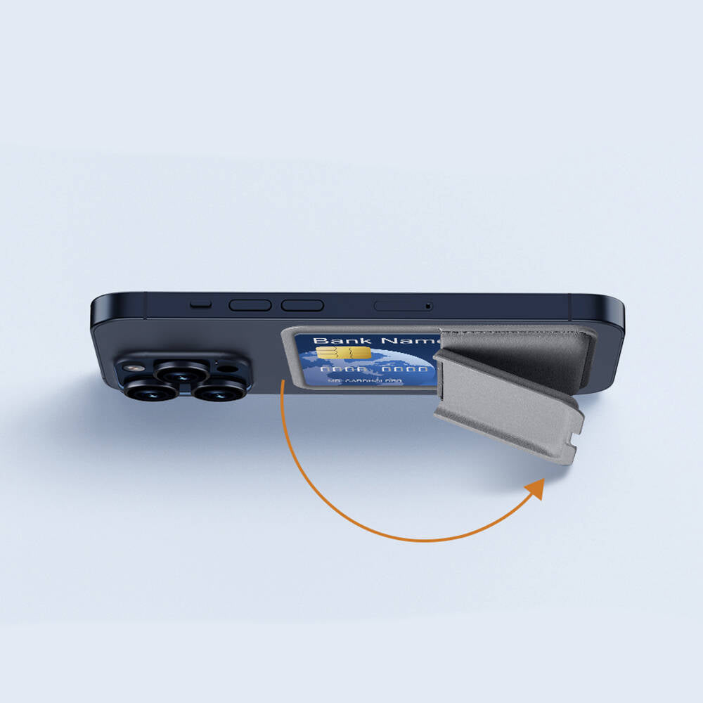 Wiwu MW-001 Pop-Up Sade Tasarımlı 3 Hazneli PU Magnetik Standlı Kartlık Siyah