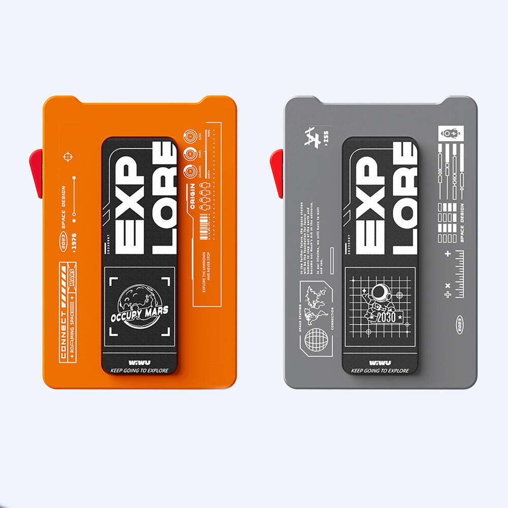 Wiwu MW-002 Pop-Up Buton Tasarımlı 6 Hazneli Magnetik Standlı Kartlık Gri