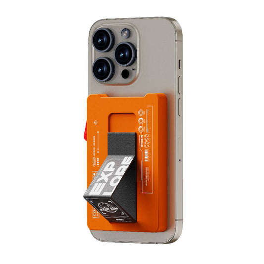 Wiwu MW-002 Pop-Up Buton Tasarımlı 6 Hazneli Magnetik Standlı Kartlık Turuncu