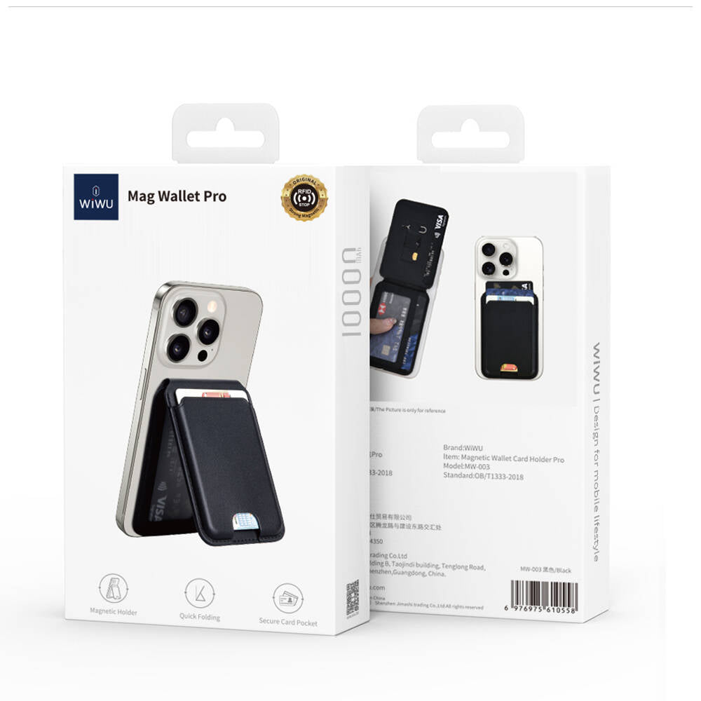 Wiwu MW-003 Mag Wallet Standlı Magnetik Kartlık Siyah