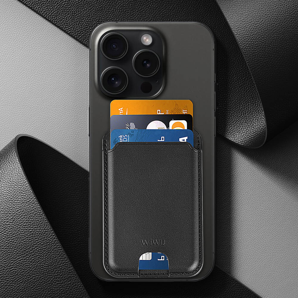 Wiwu MW-003 Mag Wallet Standlı Magnetik Kartlık Siyah