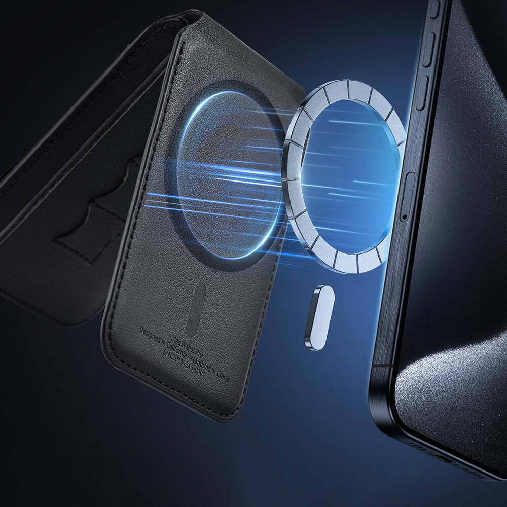 Wiwu MW-003 Mag Wallet Standlı Magnetik Kartlık Siyah Karbon