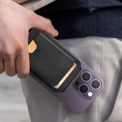 Wiwu MW-005 Magnetik Standlı Kartlık Qi Kablosuz Şarj Uyumlu FindMy Özellikli Mag Wallet Siyah