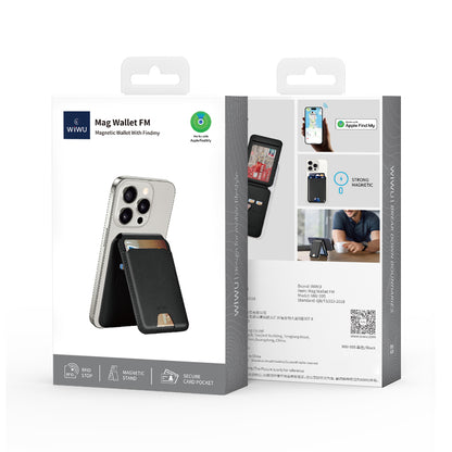 Wiwu MW-005 Magnetik Standlı Kartlık Qi Kablosuz Şarj Uyumlu FindMy Özellikli Mag Wallet Kahverengi