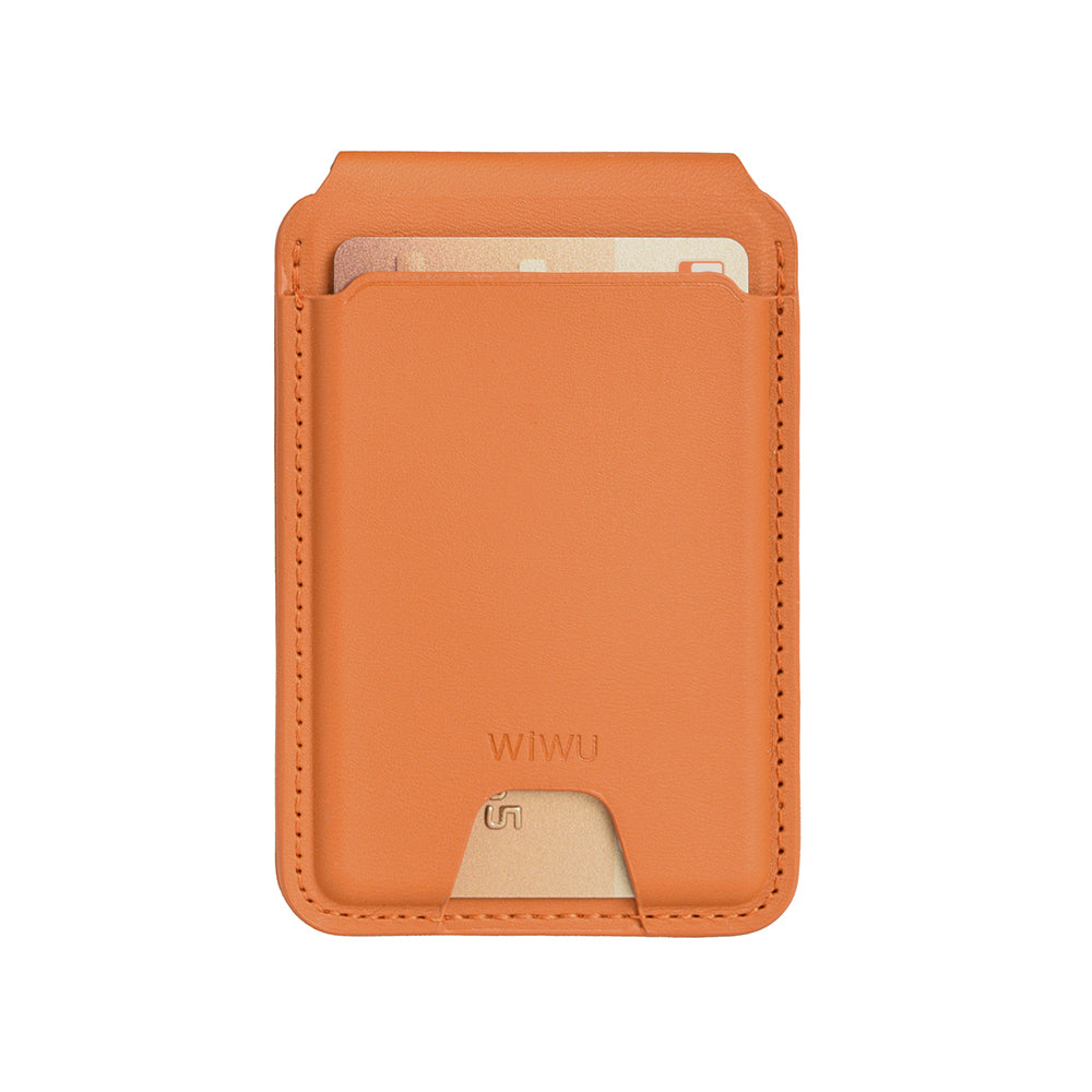 Wiwu MW-005 Magnetik Standlı Kartlık Qi Kablosuz Şarj Uyumlu FindMy Özellikli Mag Wallet Kahverengi