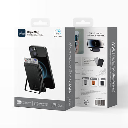 Wiwu MW-006 Tasarımlı 6 Hazneli PU Magnetik Standlı Kartlık Gri