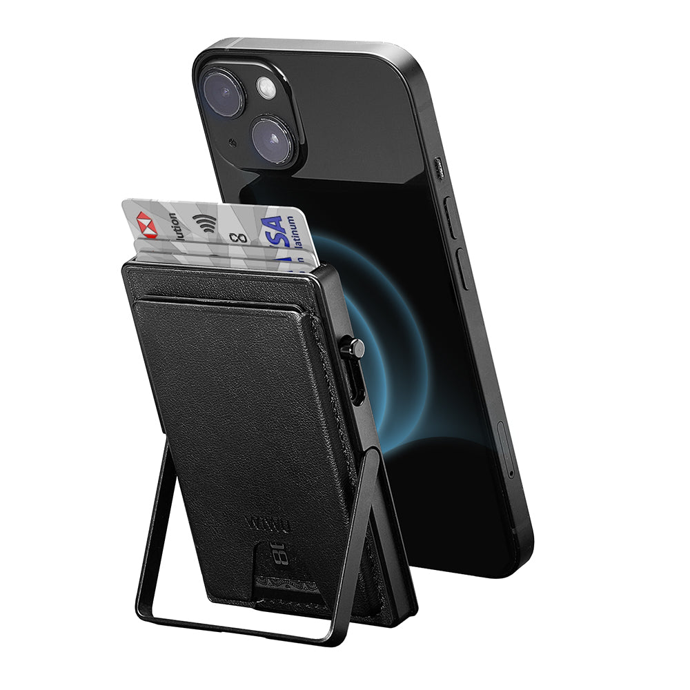 Wiwu MW-006 Tasarımlı 6 Hazneli PU Magnetik Standlı Kartlık Kahverengi